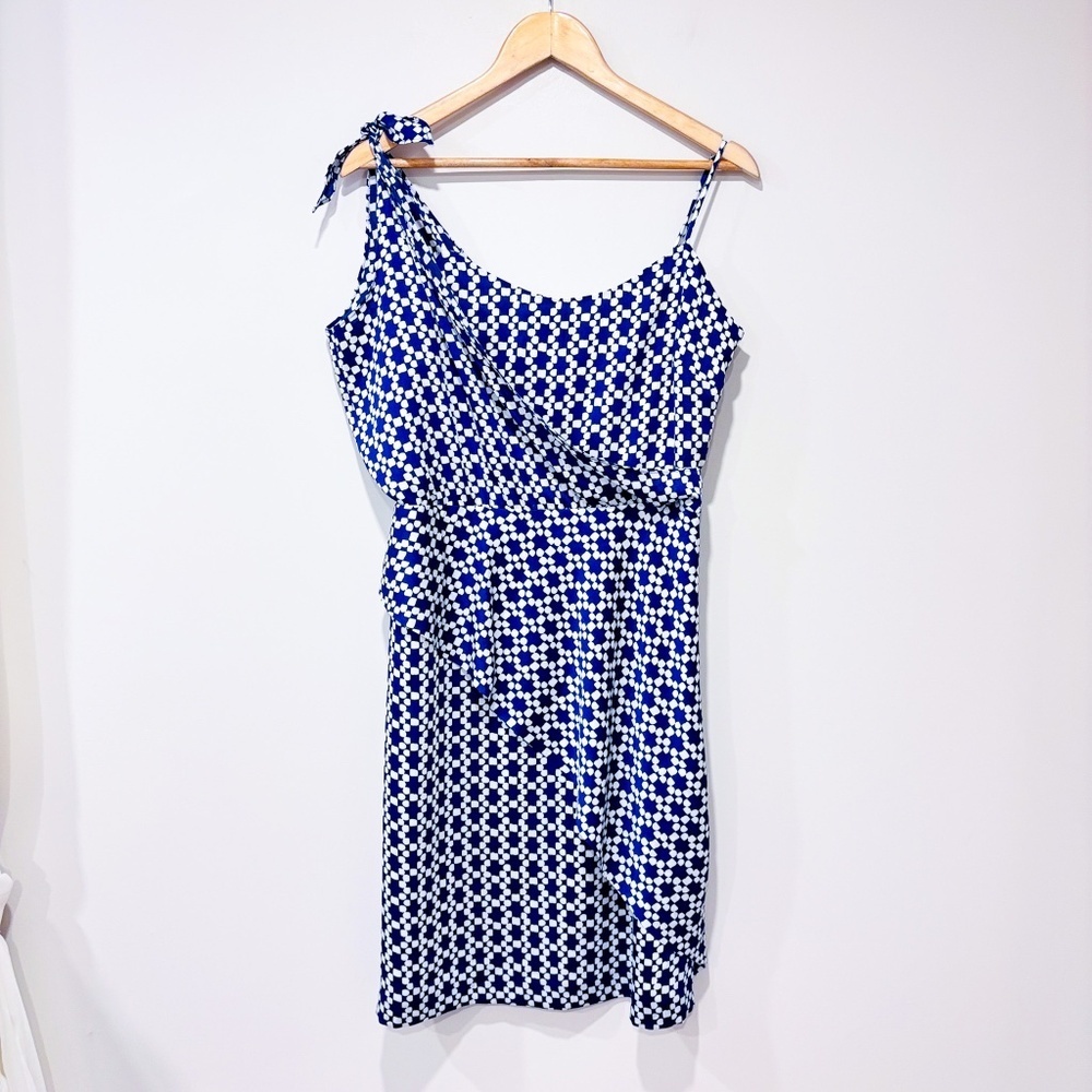 BANANA REPUBLIC‎ Blue summer dress | One-shoulder geometric print | Size 8 *